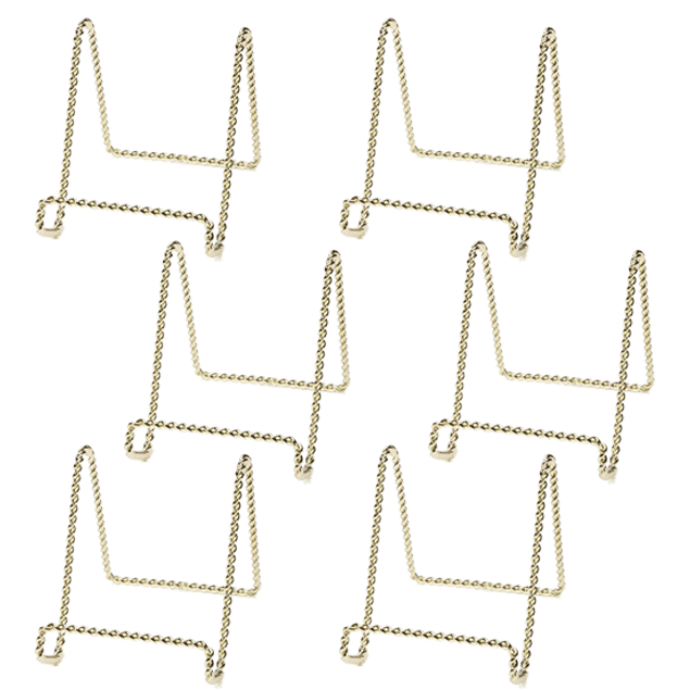 Plate Display Stand Holder Rack Easel Gold Twist Wire 3 inch 6 Pcs