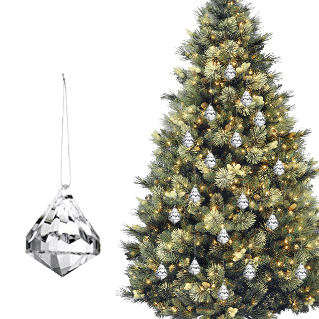 Acrylic Crystal Christmas Tree Decorations Ornaments Diamond Clear 24pcs