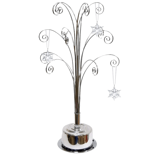 For Swarovski Ornament Display Tree Stand Rotating Metal Christmas 2023 Tabletop Silver 16.5 inch