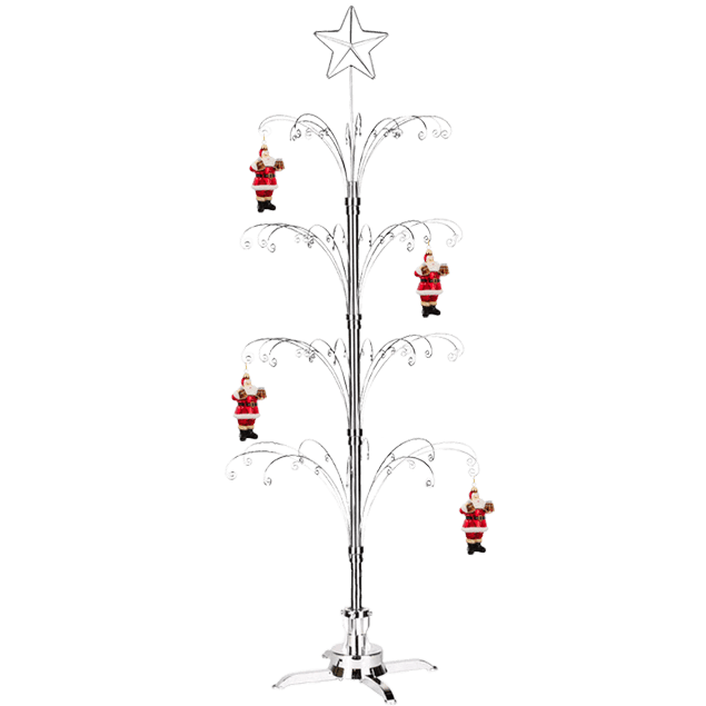 Ornament Display Tree Stand Metal Christmas Wire Rotating Silver 74 Inch