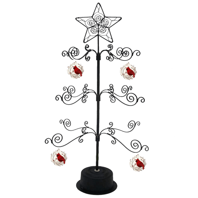 Ornament Display Tree Stand Metal Christmas Trees Rotating Black 24 Inch