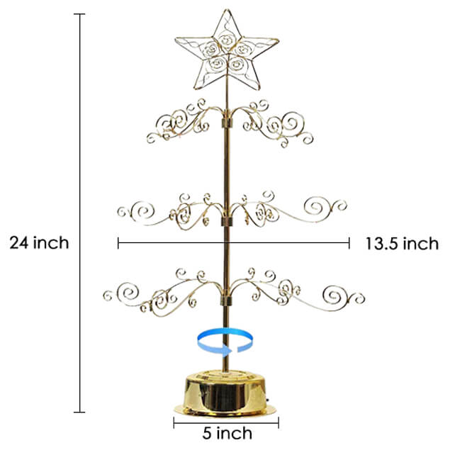 24 Inch Ornament Display Tree Stand Metal Christmas Trees Rotating Free Shipping