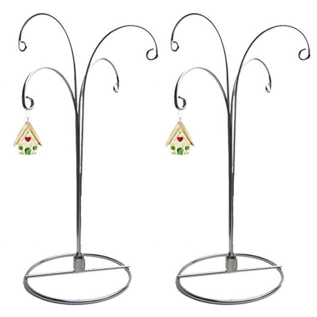 Bauble Ornament Display Stand Holder Hanger Christmas Easter Silver 2pcs 12 inch