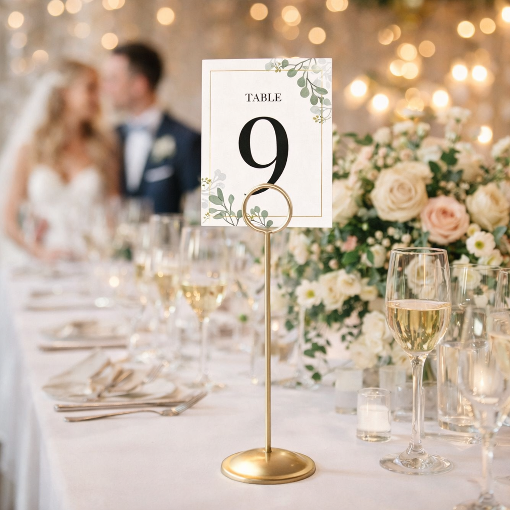 HOHIYA 12 Pack Metal Table Number Holders 12" Tall Place Card Stands for Weddings and Banquets Heavy Duty Restaurant Menu Clips Professional Event Sign Holders Gold