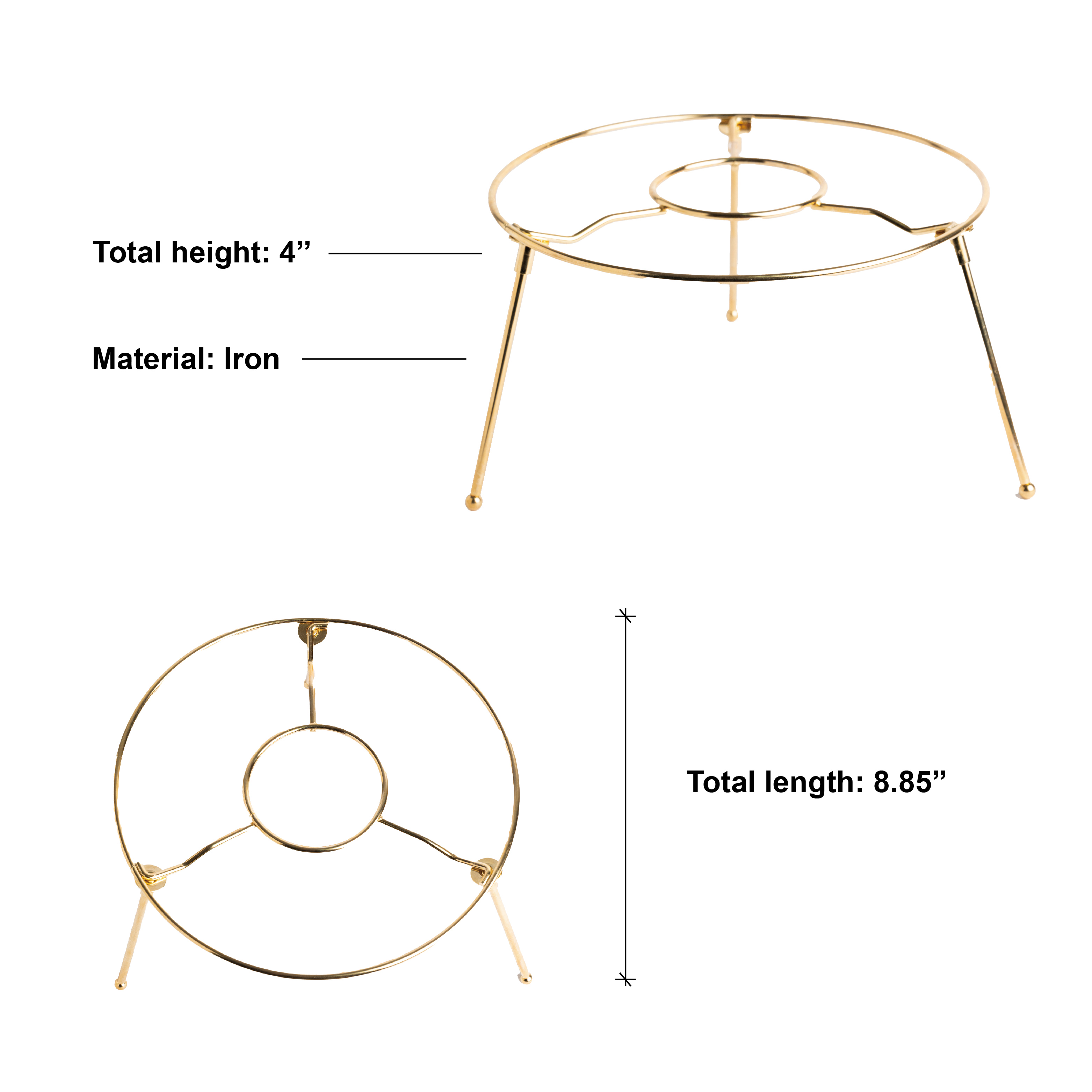 HOHIYA 9 Inch Pizza Stand Holder Riser 4-Pack Heavy Duty Metal Food Display Risers for Buffet Tables Restaurant Pizza Serving Rack Brass Gold